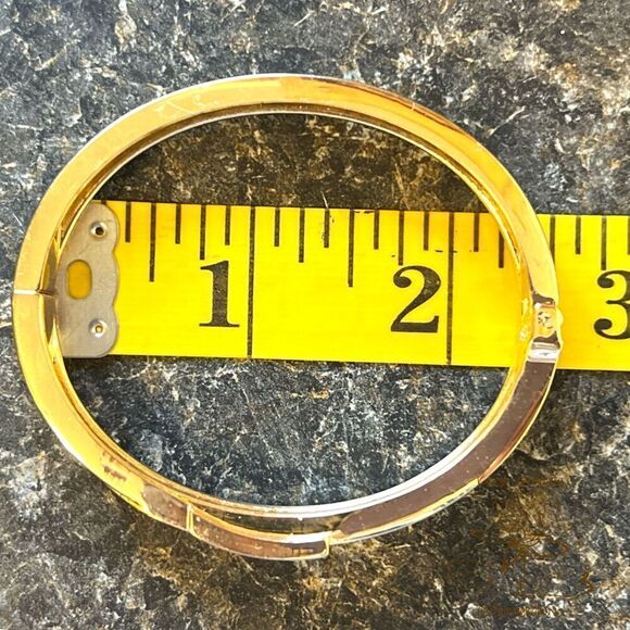 Gold Tone Rhinestone Embellished Hinge Bracelet - Picture 9 of 12